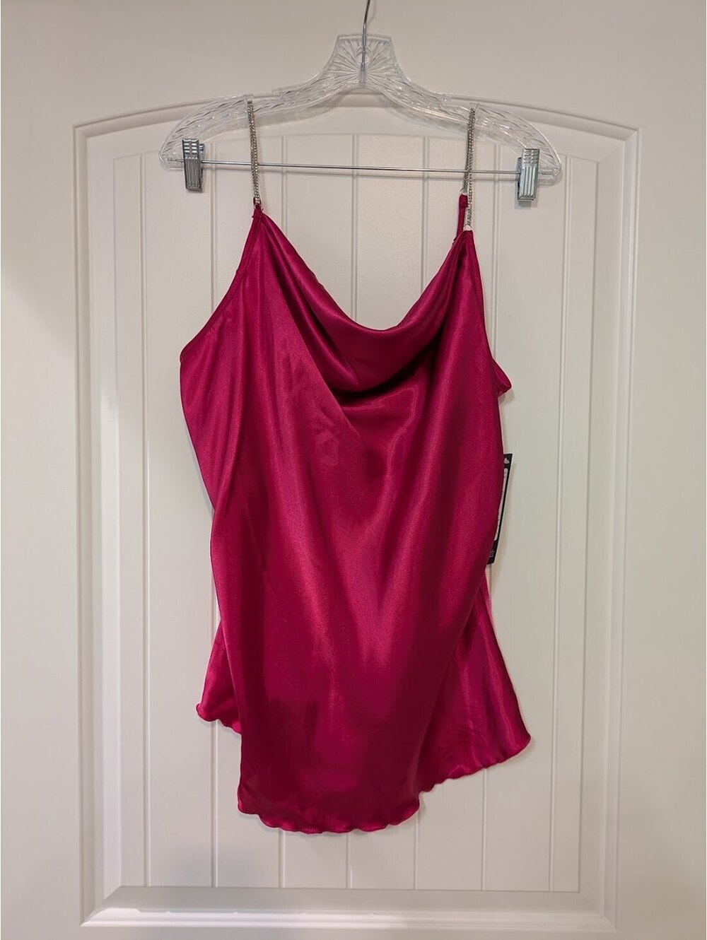 Nicole Miller Pink Satin Tank Top Flowy Silhouette Size XL NWT